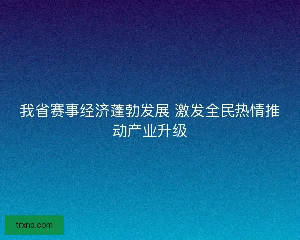 我省赛事经济蓬勃发展 激发全民热情推动产业升级